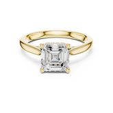 Asscher Cut Solitaire Hidden Halo with Pave Engagement Ring