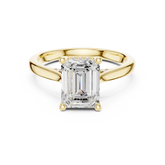 Emerald Cut Solitaire Hidden Halo with Pave Engagement Ring