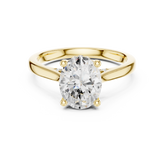 Oval Cut Solitaire Hidden Halo with Pave Engagement Ring