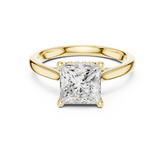 Princess Cut Solitaire Hidden Halo with Pave Engagement Ring