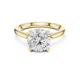Round Cut Solitaire Hidden Halo with Pave Engagement Ring