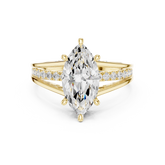 Marquise Cut split shank Band With Hidden Halo Diamond Engagement Ring