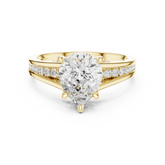 Pear Cut split shank Band With Hidden Halo Diamond Engagement Ring