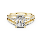 Radiant Cut split shank Band With Hidden Halo Diamond Engagement Ring