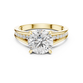 Round Cut split shank Band With Hidden Halo Diamond Engagement Ring