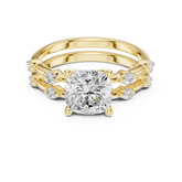 Cushion Cut Lab Diamond Bridal Ring Set