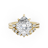 Classic Pear Bridal Ring Set With Curved Wedding Band