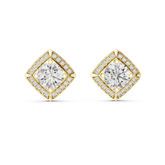 Round Cut Square Halo Stud Earring