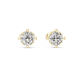 Round Cut Diamond Heart Filigree Gallery Studs