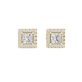 Princess Cut Diamond Halo Earrings