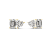 Emerald and Heart Cut Toi et Moi Stud Earrings