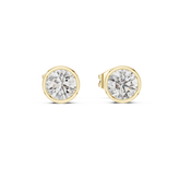 Round Cut Bezel Set Lab Diamond Stud Earrings