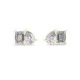 Emerald and Pear Cut Toi et Moi Stud Earrings