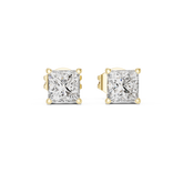 Princess Cut Diamond Stud with Friction Backs
