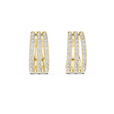 Triple Row Round Diamond Huggie Hoop Earrings