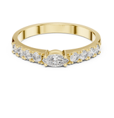 East West Marquise and Round Diamond Wedding Ring