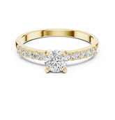 Round Brilliant Diamond Engagement Ring With Pave Shoulders