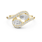 Pear Cut Diamond Toi et Moi Bypass Engagement Ring