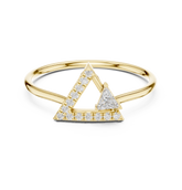 Round Cut Diamond Geometric Triangle Ring