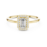 Elegant Emerald Cut Halo Promise Ring