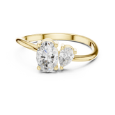 Toi et Moi Oval and Pear Cut Diamond Bypass Ring