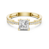 Princess Cut Diamond Channel Pave Set Ring