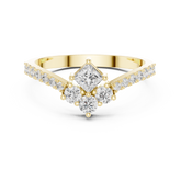 Princess Cut Kite-Set Diamond Chevron Ring