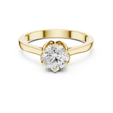 6-Prong Petal Set Round Diamond Solitaire Ring