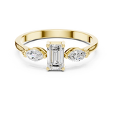 Emerald & Marquise Trio Diamond Engagement Ring