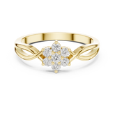 Round Diamond Floral Cluster With Twisted Shank Ring