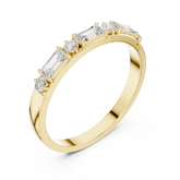 Emerald And Round Diamond Half Eternity Band