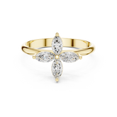 Marquise Diamond Minimalist Flower Petal Promise Ring