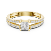 Princess-Cut Diamond Ring With Split Pave Shank