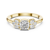 Cushion Cut Diamond With Pear Cluster Ring