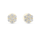 Seven-Stone Round Cut Diamond Flower Studs Earring