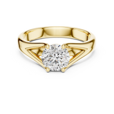 Round Cut Cathedral Split Shank Solitaire Diamond Ring