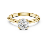 Vintage Inspired Round Brilliant Milgrain Solitaire Ring