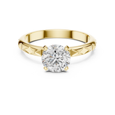 Round Brilliant Diamond Promise Ring With Geometric Band