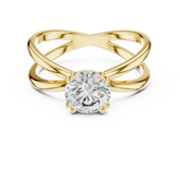 Round Cut Lab Grown Diamond Criss Cross Statement Ring