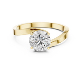Round Cut Lab Grown Diamond Bypass Solitaire Promise Ring