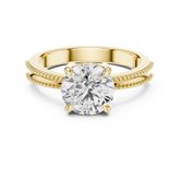 Vintage Inspired Round Brilliant Diamond Milgrain Anniversary Ring