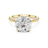 Round Cut Solitaire Diamond Ring with Beaded Shank
