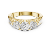 Filigree Cathedral Trio Ring With Round Brilliant And Trillion Accents