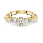 Three Stone Diamond Wedding Ring With Openwork Filigree Shank