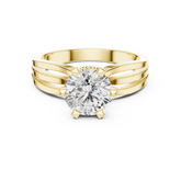 Round Cut Lab Diamond Solitaire Ring with Milgrain Rope Collar