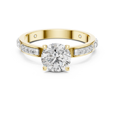 Round Brilliant Solitaire With Segmented Diamond Band