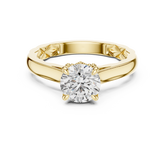 Round Brilliant Diamond Engagement Ring With Quilted Textured Shank