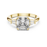 Asscher Cut Diamond Ring With Side Tapered Baguette