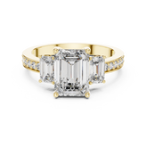 Three-Stone Emerald Cut Diamond Wedding Ring