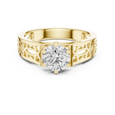 Unique Round Cut Diamond Ornate Filigree Band Ring